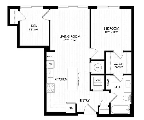 Floor plan AD2-1X1 Den