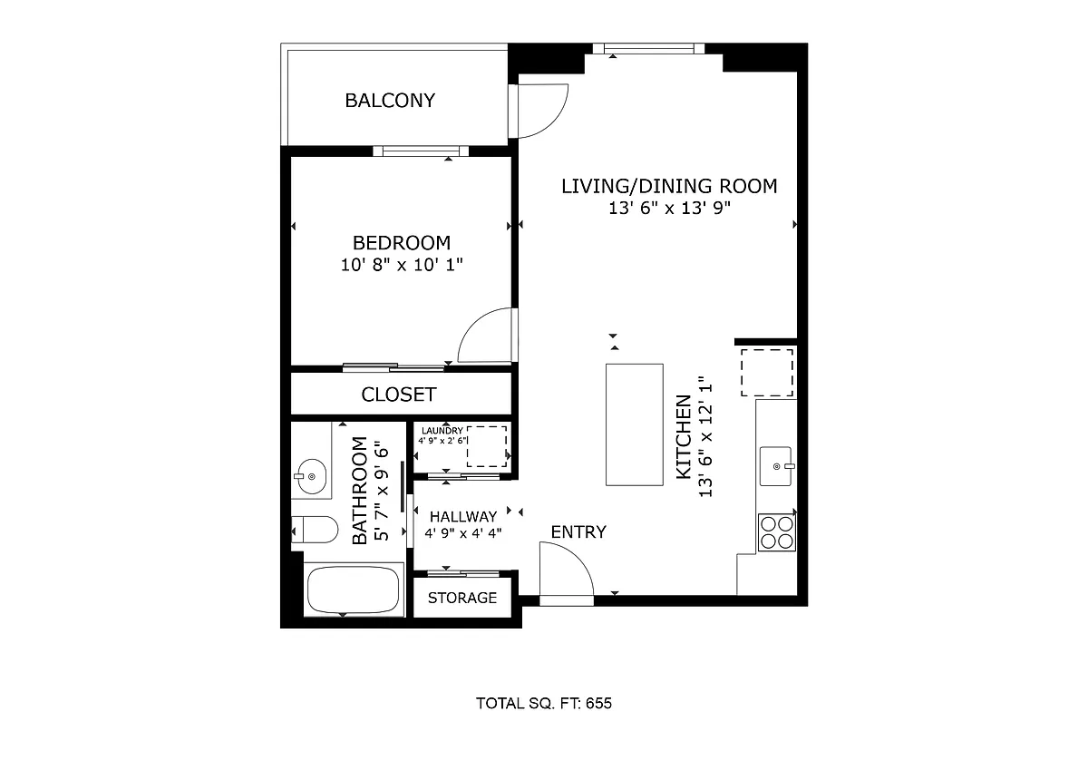 Floor plan One Bedroom One Bath A