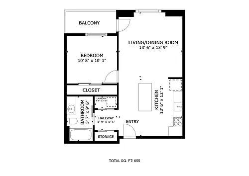 Floor plan One Bedroom One Bath A