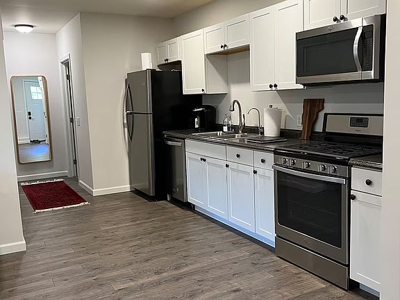 Kitchen with stainless steel appliances