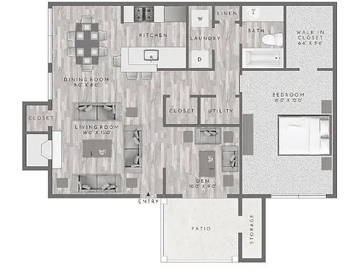 Floor plan A2 - 1X1D