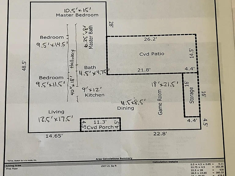 floor plan with room measurements