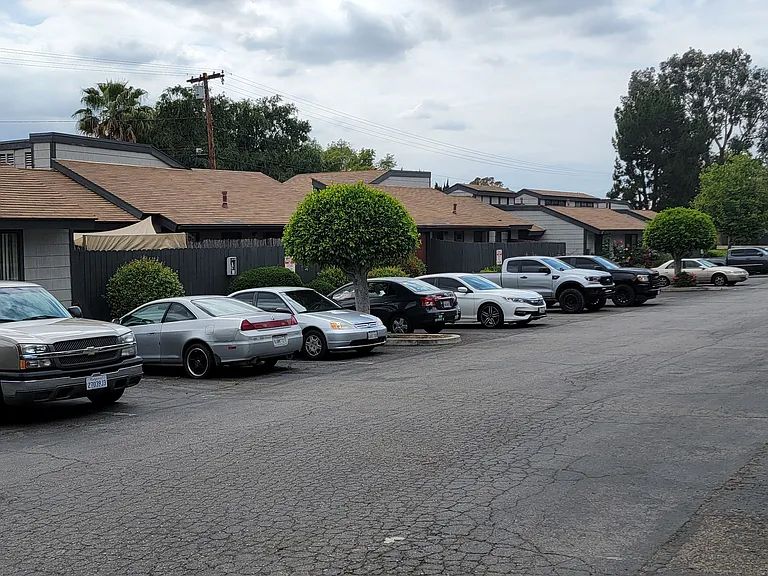 Duplexes and ample parking at Dove Ridge Apartments in Riverside, Ca.