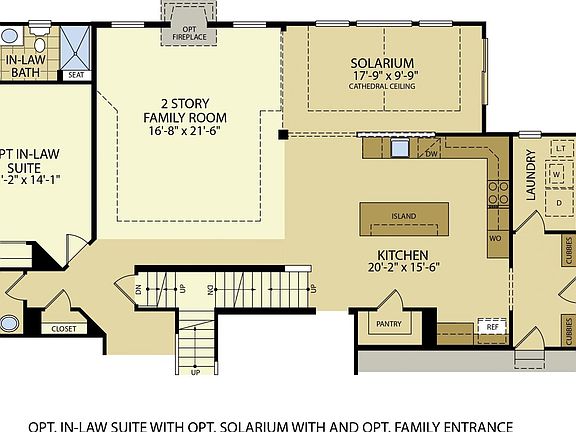 New Home Roosevelt Side Entry Optional In-Law, Solarium, Family Entrance Floor Floor Plan From Hall