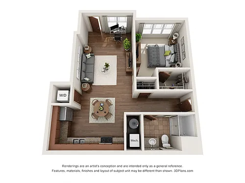 Floor plan 1-Bedroom Deluxe with Garage