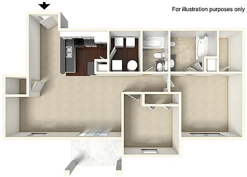 Floor plan Two Bedroom - Lower