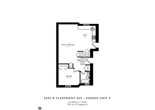 Floor plan 1 Bedroom |1 Bath (B2)