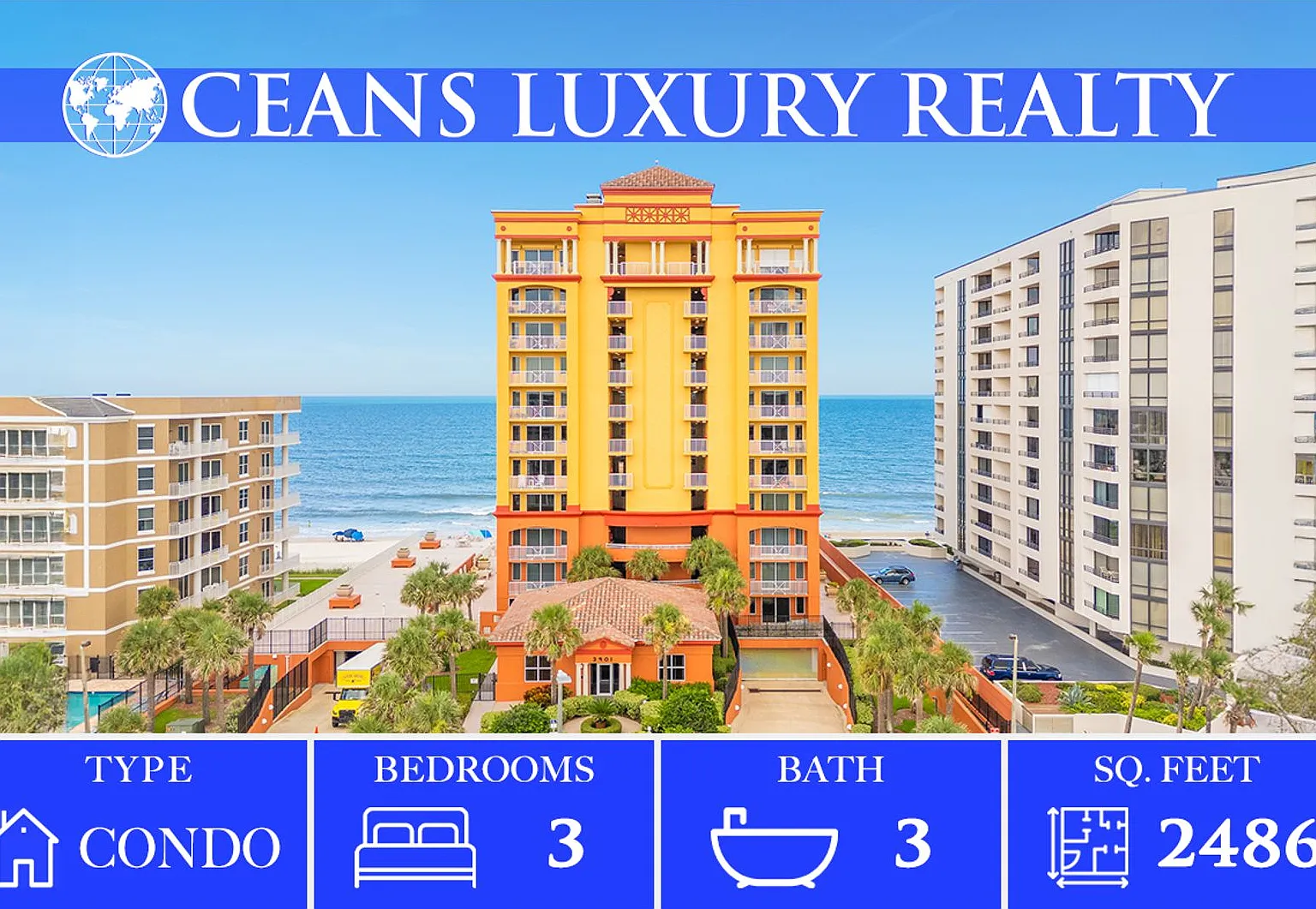 Luxury Meets the Ocean Stunning 3-Bedroom Condo in Daytona Beach Shores — Photo 1