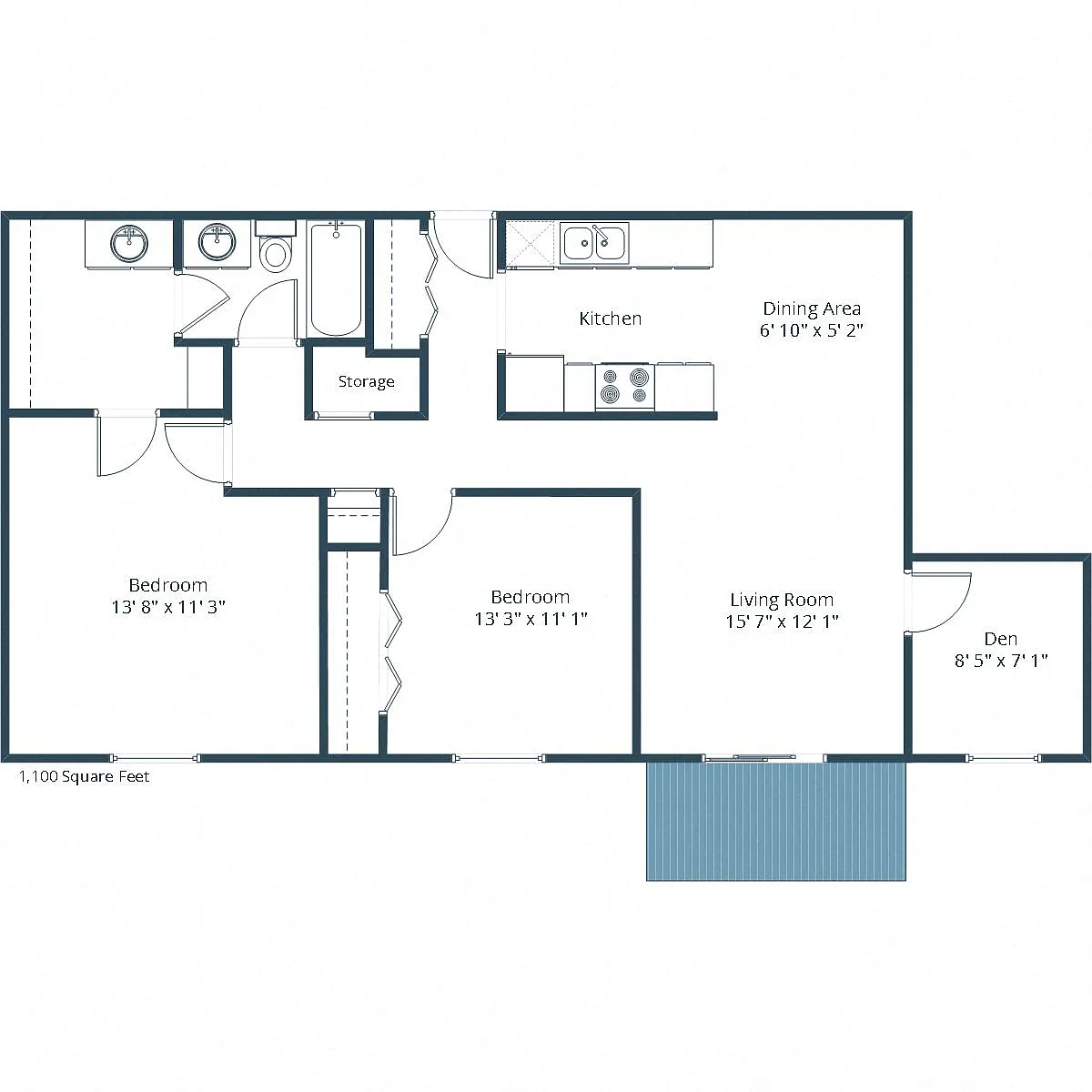 Floor plan Two Bedroom 21C
