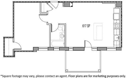 Floor plan 1 BED 1 BATH APT 5 TIER 4