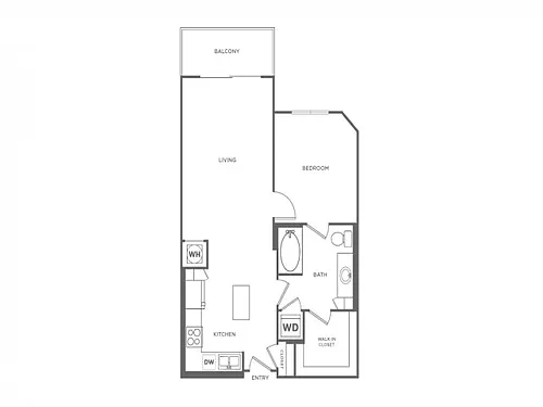 Floor plan One Bedroom One Bath (746 SF)