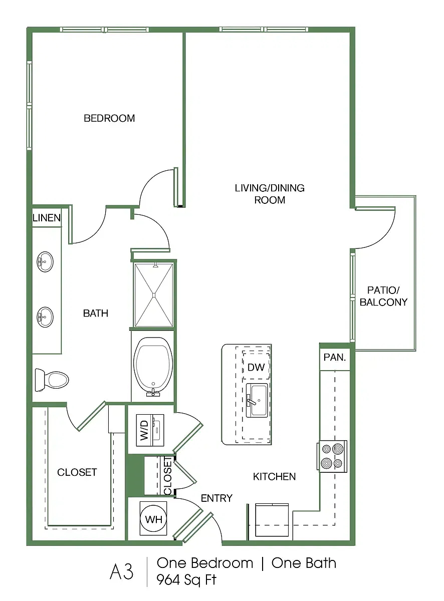 Floor plan 1 bed 1 bath