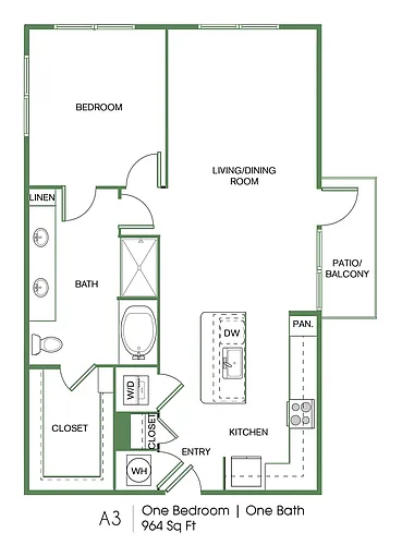Floor plan 1 bed 1 bath