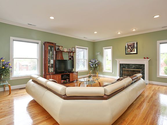 Living Room with Marble Fireplace