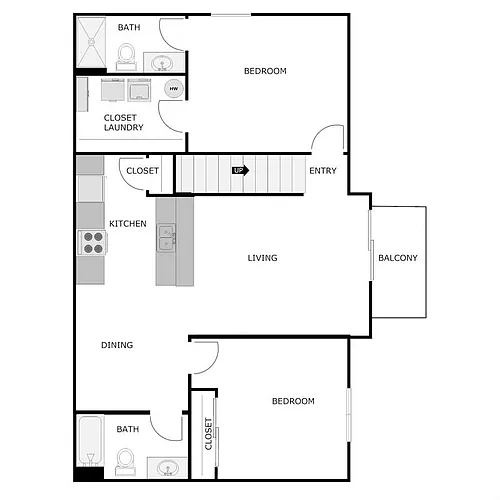 Floor plan 2 BED 2 BATH UPPER SPL