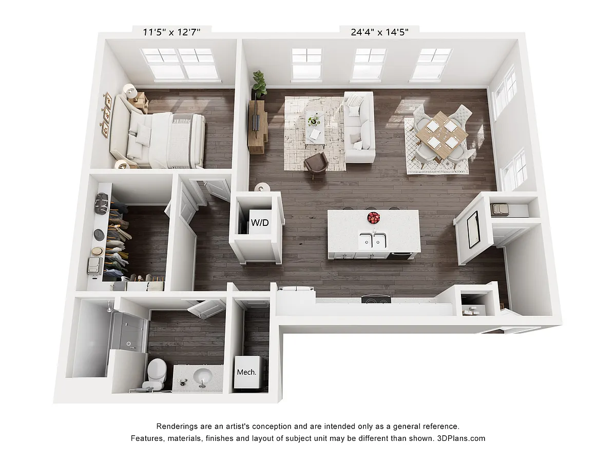 Floor plan The Facade - 1B - 1x1