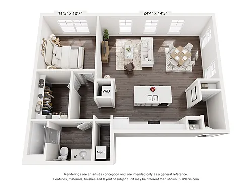 Floor plan The Facade - 1B - 1x1