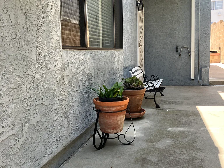 Front door and bench to unit 3