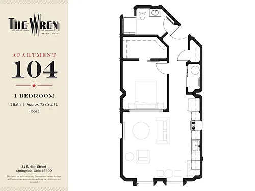 Floor plan WREN-104-1BED-H
