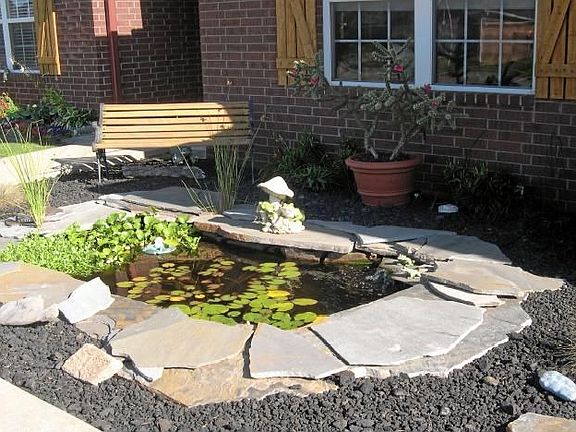 Koi pond at front entrance