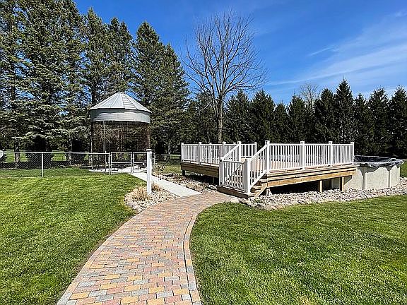 Pathways to pool and gazebo