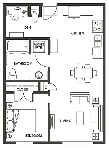 Floor plan 1 Bed 1 Bath A5
