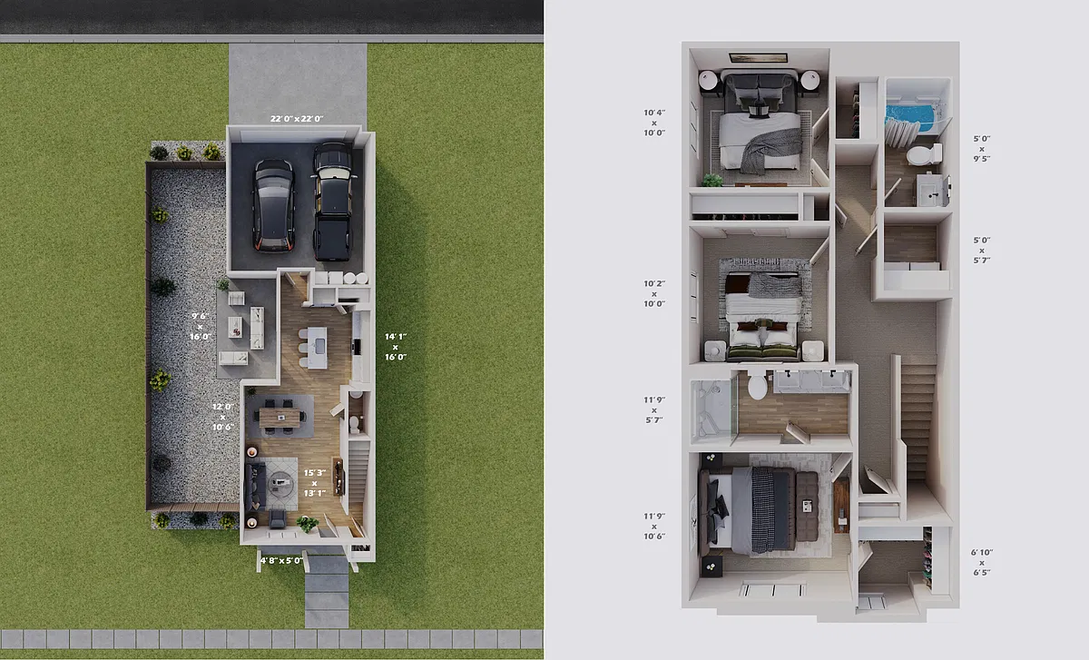 Floor plan 3x2.5 Townhome