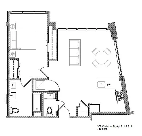 Floor plan 211 and 311