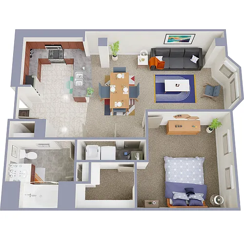 Floor plan The Residences 1 Bedroom 1 Bath