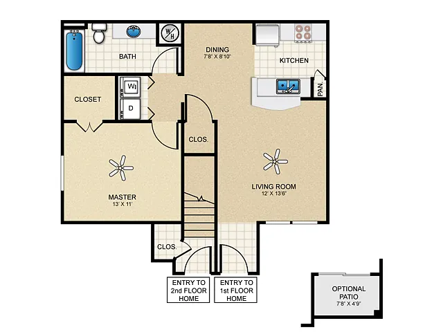 Floor plan 1 Bed, 1 Bath C