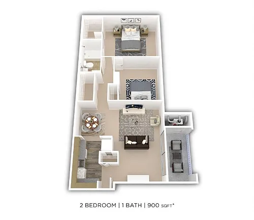 Floor plan Two Bedroom - 900 sqft