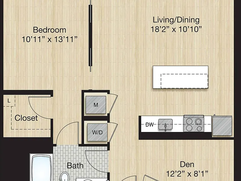 Tier 66 - Small 1 Bed Bath with Den Tier 66 - Small 1 Bed Bath with Den