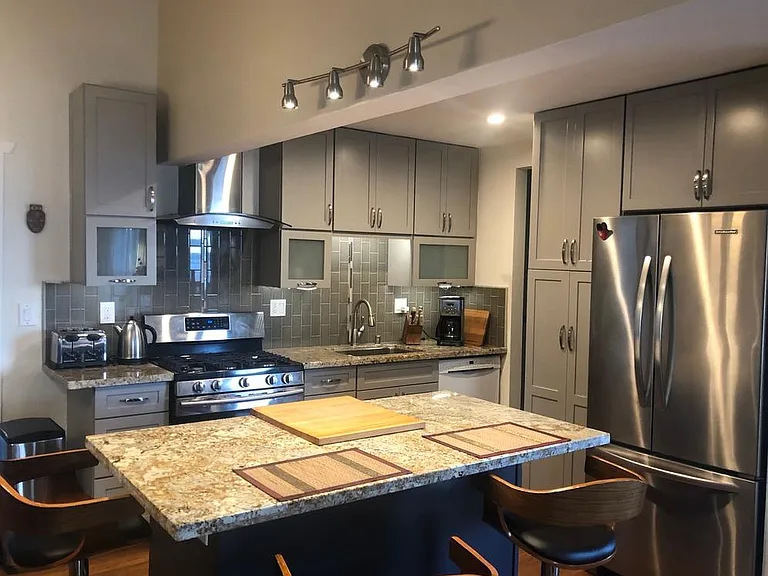 Main floor kitchen with island seating