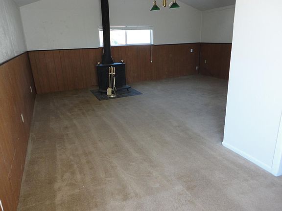 Family room with wood stove
