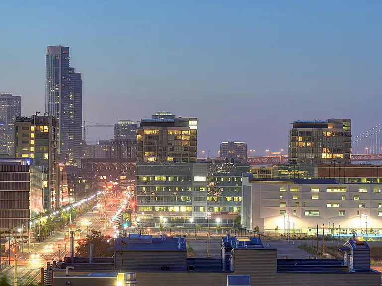 The Gantry's city view at dusk