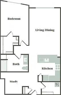 Floor plan 1 Bed/1 Bath J