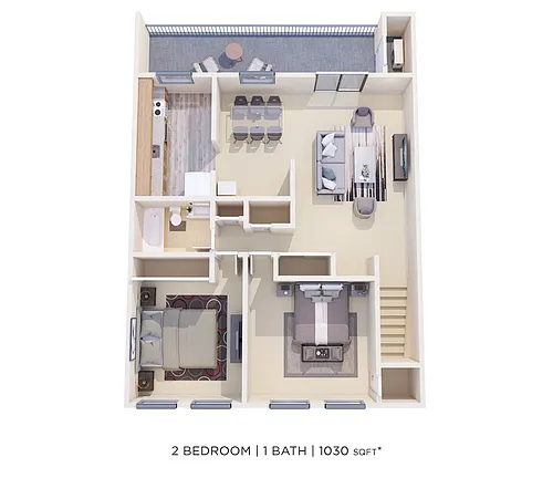 Floor plan Two Bedroom - 1,030 sqft