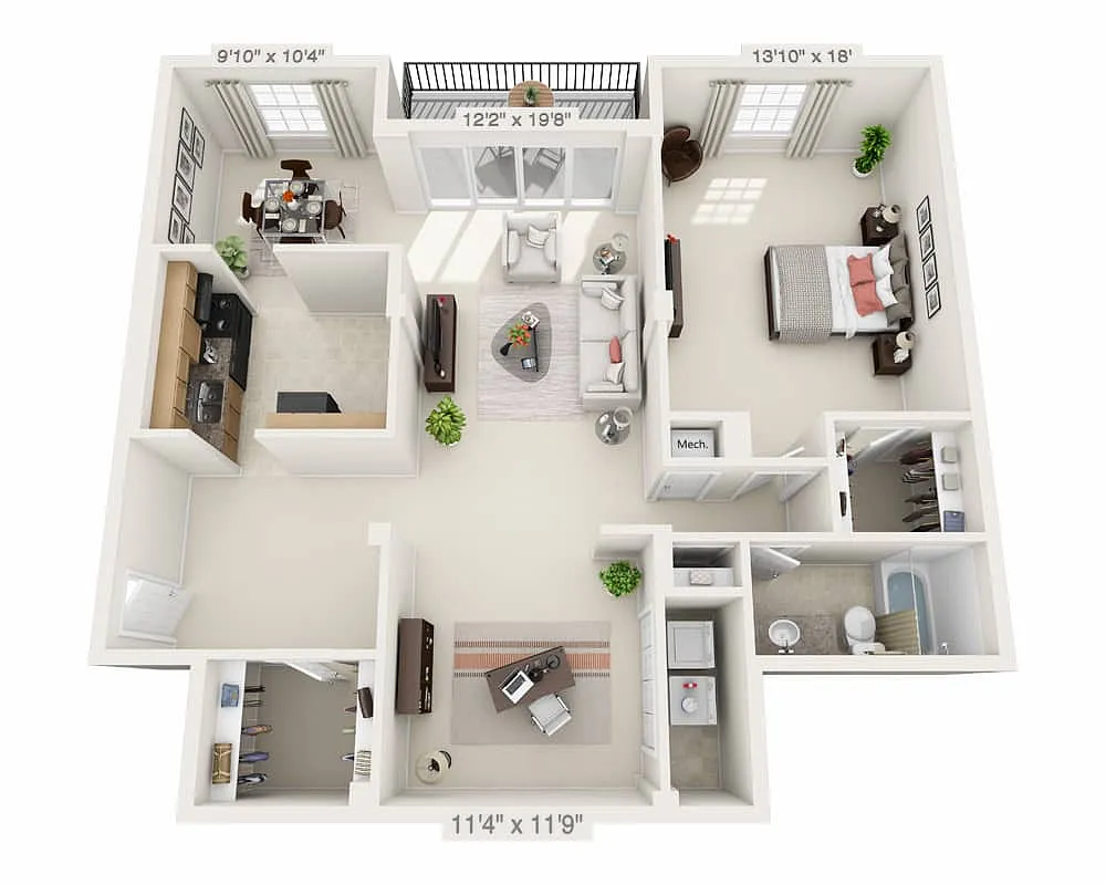 Floor plan One Bedroom A1AD