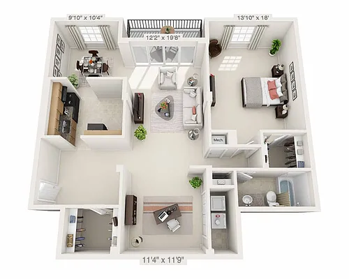 Floor plan One Bedroom A1AD