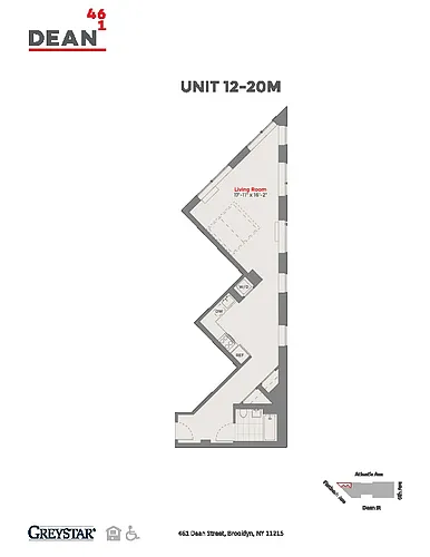 Floor plan Alcove Studio / 1 Bathroom