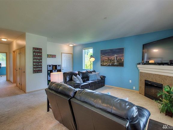 Front door and living room.