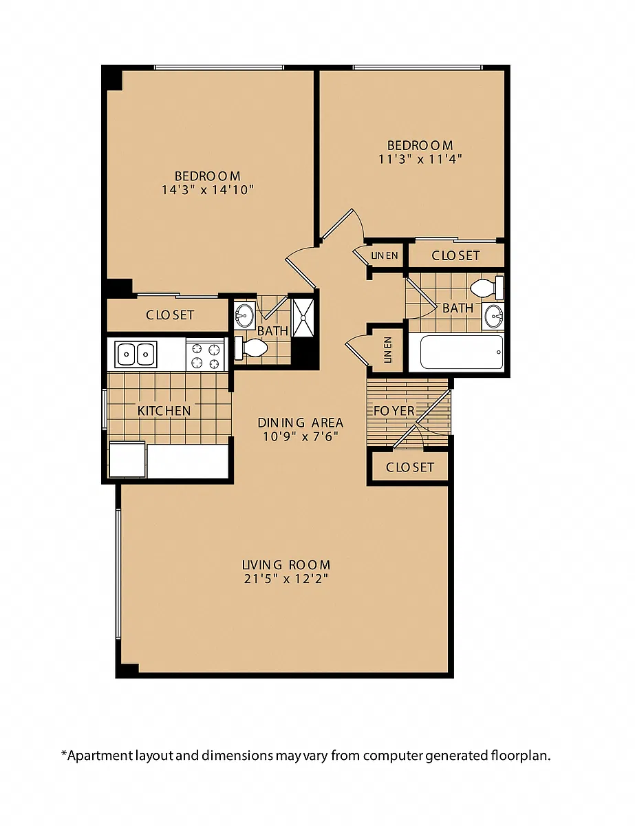 Floor plan 2x2 Renovated