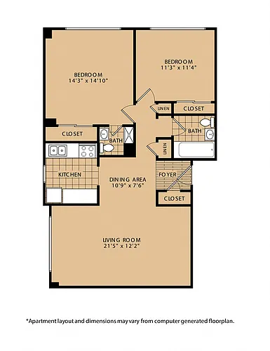 Floor plan 2x2 Renovated