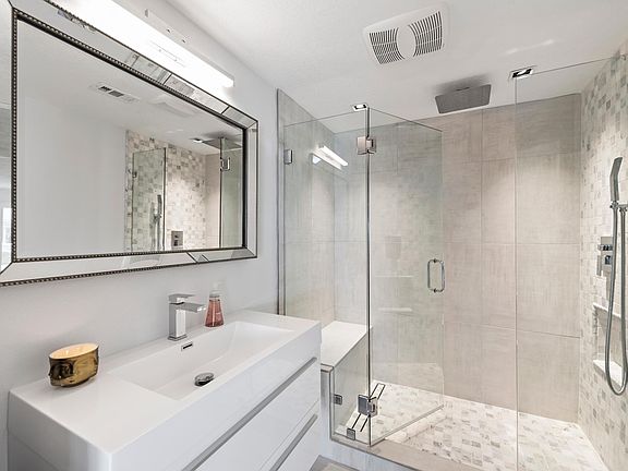 Downstairs bathroom with walk-in shower