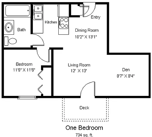 Floor plan One Bedroom with Den