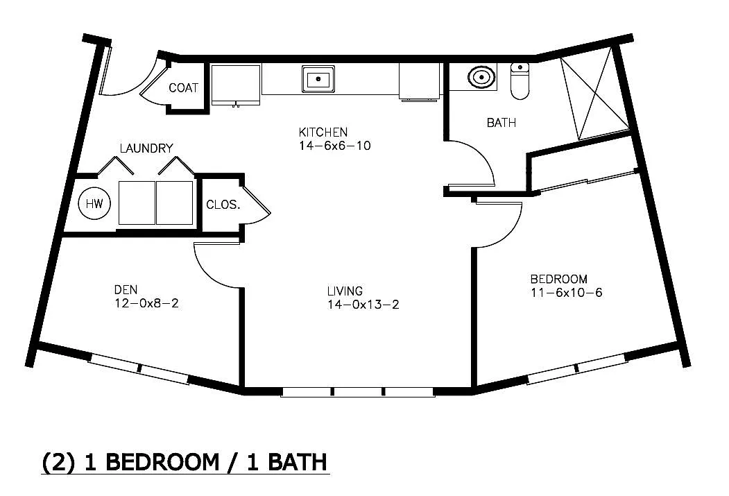 Floor plan 1BR and Den
