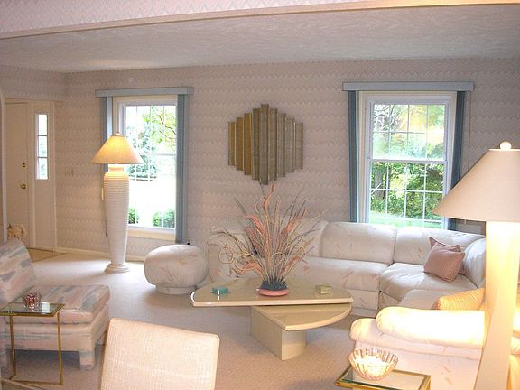 Spacious living room open to dining room
