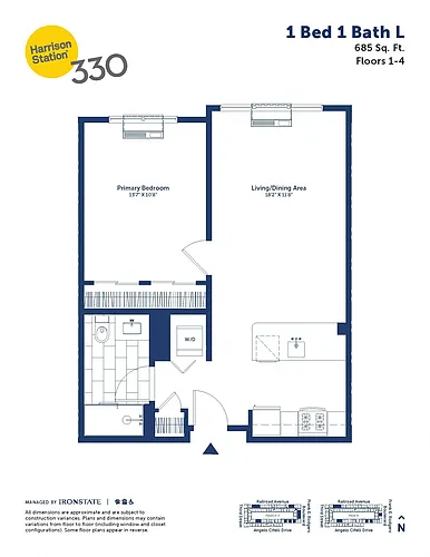 Floor plan 1 Bed 1 Bath L
