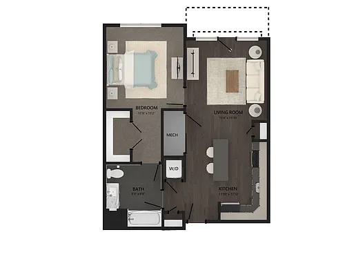 Floor plan 1 Bed/1 Bath-A1