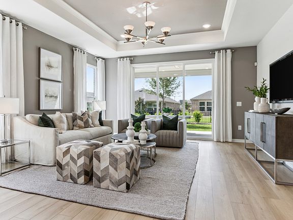 Spacious gathering room with large windows
